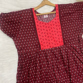 Frock Feeding Nighty, Free Size, Ankle Length, Tie-Up, Puff Sleeve Sleepwear in Softest Cotton Fabric (Bra Size 34"-38" | 50”-52″ length)